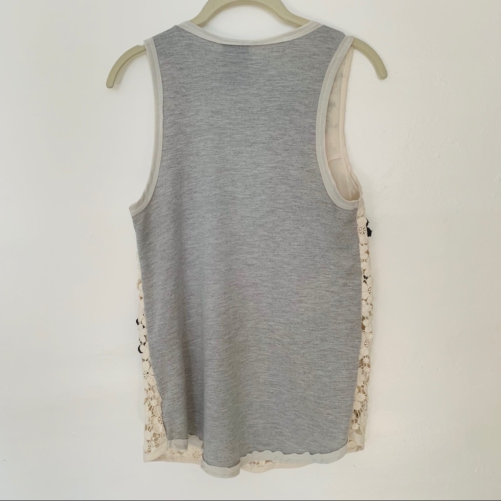 Anthropologie Dolan Crochet Ivory Black Floral Tank Women’s size extra small​​ - Picture 5 of 8